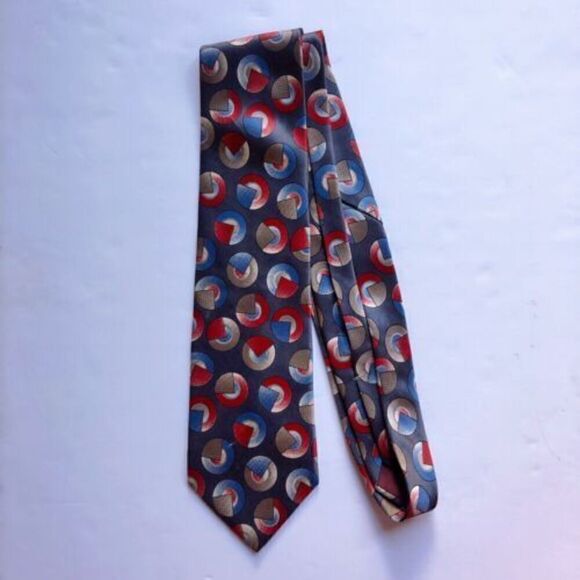 Vintage CHRISTIAN DIOR 100% Silk Abstract Geometric Print Neck Tie Made in USA - Picture 2 of 5